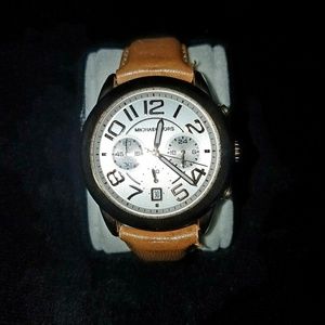 MK watch, women's, tan leather band
